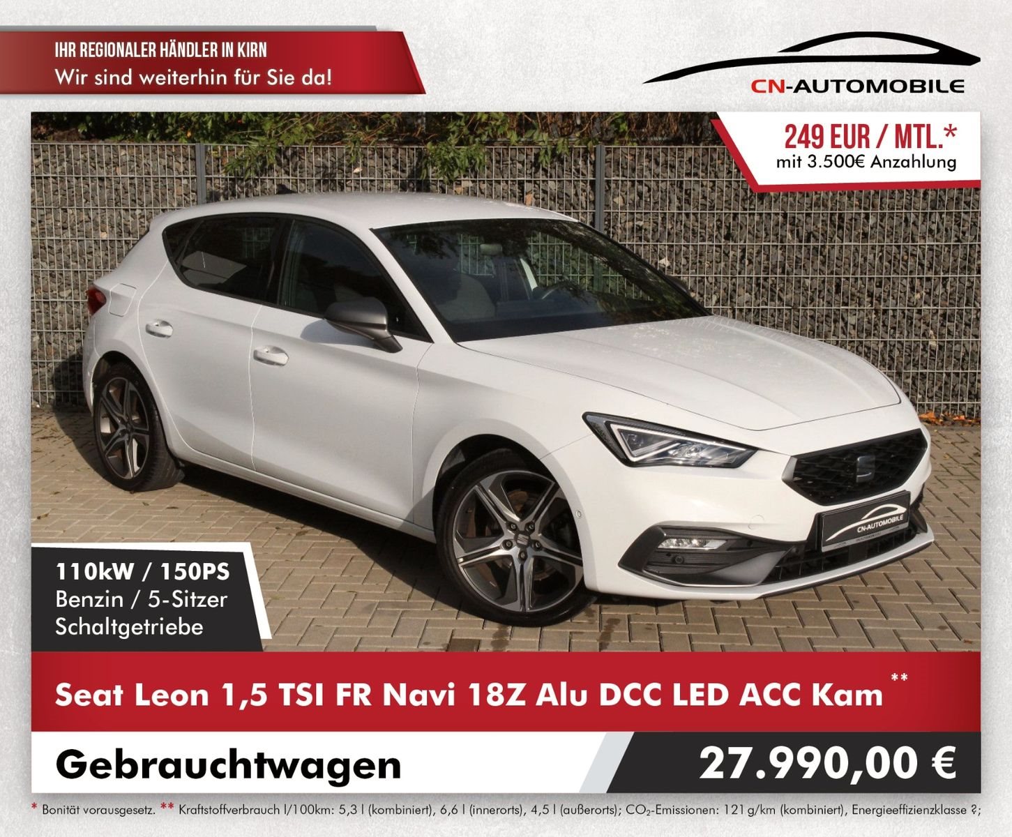 Seat Leon 1,5 TSI FR Navi 18Z Alu DCC LED ACC Kam