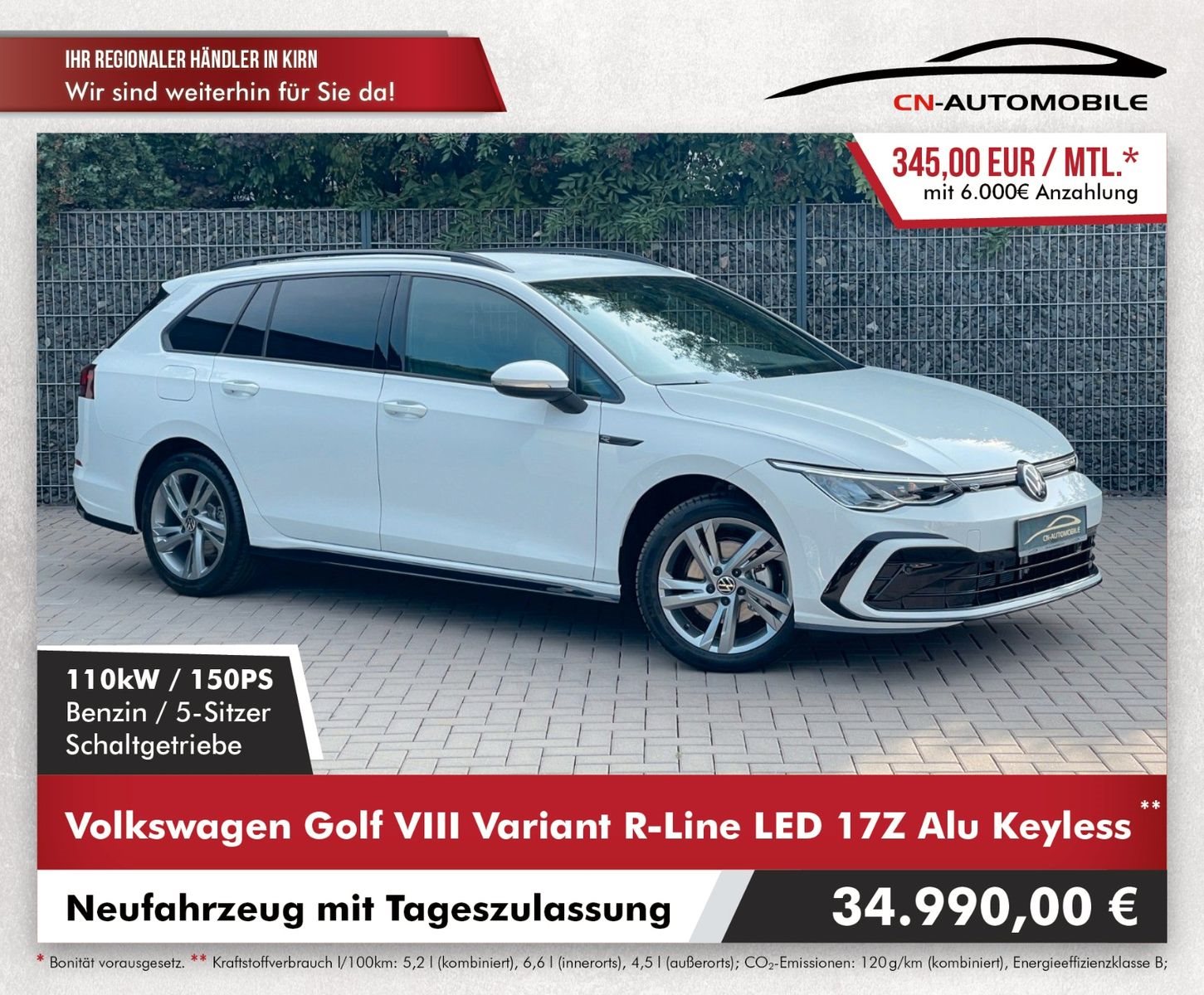 Volkswagen Golf Variant VIII R-Line LED 17Z Alu Keyless Nav
