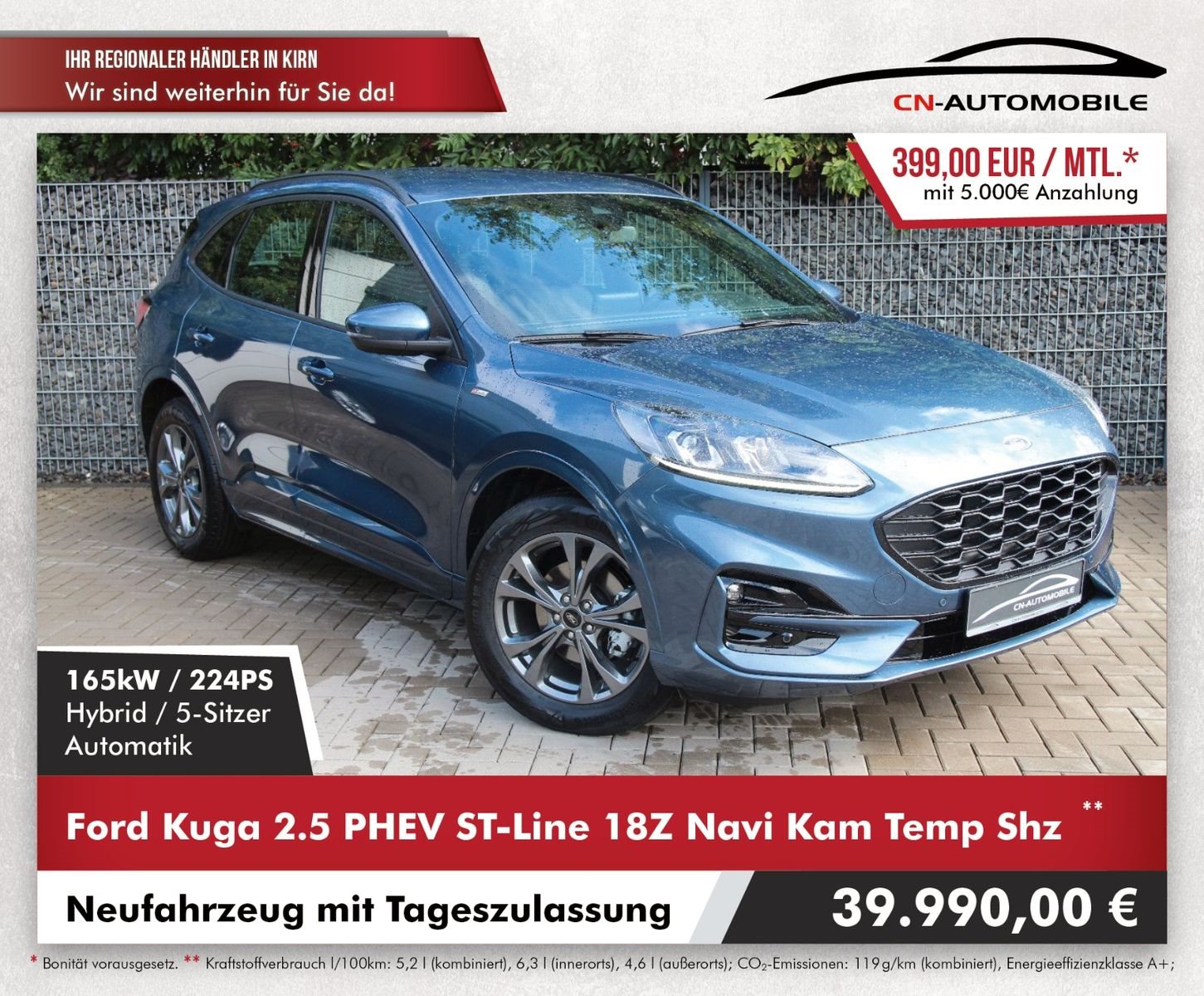 Ford Kuga 2.5 FHEV ST-Line 18Z Navi Kam Temp Shz